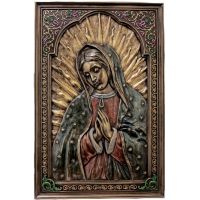 Our Lady Of Guadalupe Painted Cast Bronze, 6x9in. Plaque