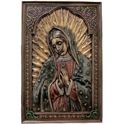 Our Lady Of Guadalupe Painted Cast Bronze, 6x9in. Plaque -  - SR-76550