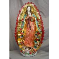 Our Lady Of Guadalupe, Painted Ceramic Statue, 24 In.