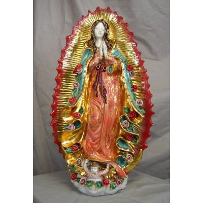 Our Lady Of Guadalupe, Painted Ceramic Statue, 24 In. -  - EX-4322