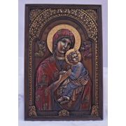 Our Lady Of Perpetual Help Plaque, Painted Cast Bronze, 6x9in.
