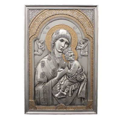 Our Lady Of Perpetual Help Plaque, Pewter Finish, Golden Highlights, -  - SR-76070-PE