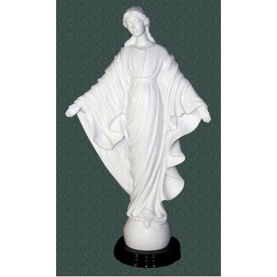 Our Lady Of The Smiles Statue White Alabaster By Ennio Furiesi, 16 In. -  - 1628-W