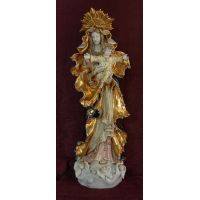 Our Lady Queen Of Peace Madonna/Child, Painted Ceramic, 14x36in Statue