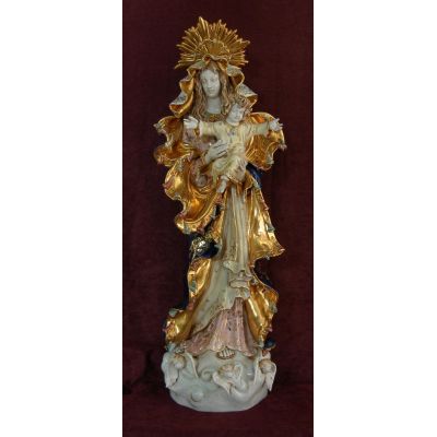 Our Lady Queen Of Peace Madonna/Child, Painted Ceramic, 14x36in Statue -  - EX-QPH
