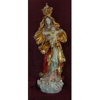 Our Lady Queen Of Peace Madonna / Child, Painted Ceramic, 14x38 Statue