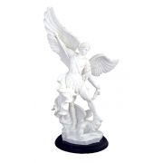 St. Michael Figurine White, Black Base, 15"