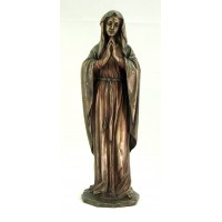 Praying Virgin, Cold-Cast Bronze, Lightly Hand-Painted, 11.75inches