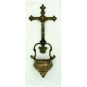 Crucifixion Font, Antique Brass, 14inches