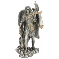 St.Michael-Scales/Justice, Pewter Style Finish, Golden Highlights, 11" St.Michael-Scales/Justice, Pewter Style Finish, Golden Highlights, 11"