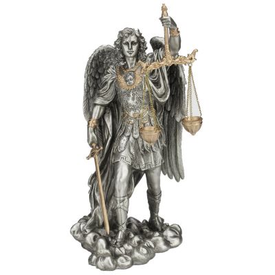 St.Michael-Scales/Justice, Pewter Style Finish, Golden Highlights, 11" -  - SR-75978-PE