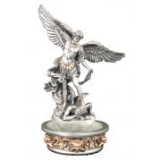 St. Michael font, Pewter Finish, Golden Highlights, 8", Stands/hangs