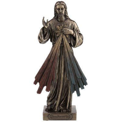 Divine Mercy, Lightly Hand-Painted, Cold Cast Bronze, 8" -  - SR-77018