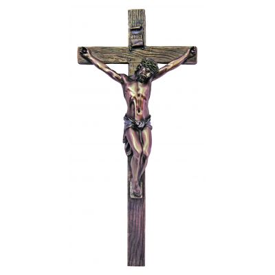 Crucifix, Hand-Painted, Cold-Cast Bronze, 13" -  - SR-75596