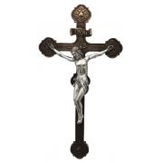 Ornate Crucifix, Pewter Style Corpus, Bronzed Cross, 14"