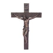 Crucifix, Cold-Cast Bronze, Lightly Hand-Painted, 16"