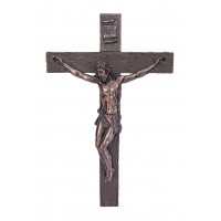 Crucifix, Cold-Cast Bronze, Lightly Hand-Painted, 16"