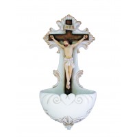 Crucifixion Font, Fully Hand-Painted, 6.75"