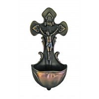 Crucifixion font, Hand-Painted, Cold-Cast Bronze, 7.5"