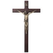 Crucifix, Cold Cast bronze Corpus, Wood Cross, 10"