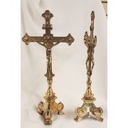 Double Sided Standing Crucifix, Shiny Brass, 13"