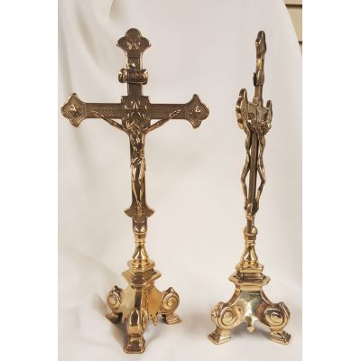 Double Sided Standing Crucifix, Shiny Brass, 13" -  - 306-LDS