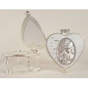 Guardian Angel Rosary/Jewelry Heart Shaped Clear box, 2x2"