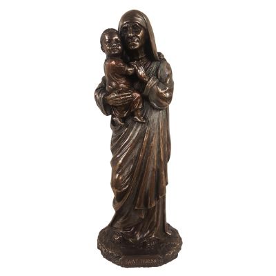 St. Theresa-Calcutta, Lightly Hand-Painted, Cold Cast Bronze, 8" -  - SR-77143