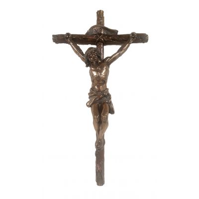 Crucifix, Lightly Hand-Painted, Cold Cast Bronze, 16" -  - SR-72690
