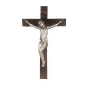 Crucifix, Pewter Style Corpus, Bronze Cross, 16"
