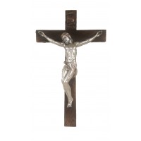Crucifix, Pewter Style Corpus, Bronze Cross, 16" Crucifix, Pewter Style Corpus, Bronze Cross, 16"