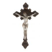 St. Benedict Crucifix, Pewter Style Corpus, Bronze Cross, 14"