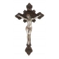 St. Benedict Crucifix, Pewter Style Corpus, Bronze Cross, 14" St. Benedict Crucifix, Pewter Style Corpus, Bronze Cross, 14"