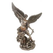 St. Michael, Pewter Style Finish, Golden Highlights, 8"