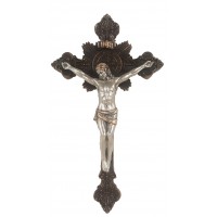 St. Benedict Crucifix, Pewter Style Corpus, Bronze Cross, 7.75" St. Benedict Crucifix, Pewter Style Corpus, Bronze Cross, 7.75"
