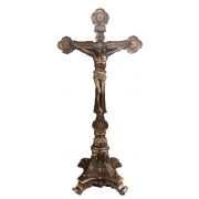 Standing Double Sided Crucifix, lightly hand-painted, bronze, 12.5"