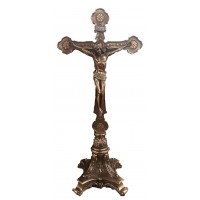 Standing Double Sided Crucifix, lightly hand-painted, bronze, 12.5" Standing Double Sided Crucifix, lightly hand-painted, bronze, 12.5"