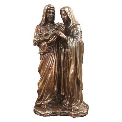 Holy Family, 1 piece, lightly hand-painted, cold cast bronze, 8.5" -  - SR-77194