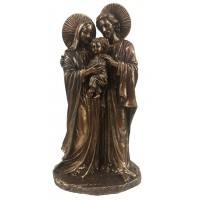 Holy Family w/Halos, 1 piece, lightly hand-painted, bronze, 8.5" Holy Family w/Halos, 1 piece, lightly hand-painted, bronze, 8.5"