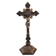 St. Benedict Crucifix, Lightly Painted, Bronze, Stands 24", Hangs 22"