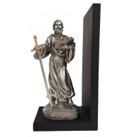 St. Paul BOOKEND, Pewter Style Finish, Golden Highlights, 9.5"