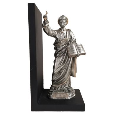 St. Peter Bookend, Pewter Style Finish, Golden Highlights, 9.5" -  - SR-76622-PE