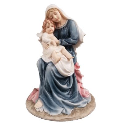 Madonna & Child, hand-painted in full rich colors, 9" -  - SR-77376-C