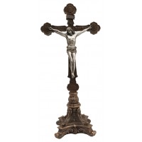 Standing Double Sided Crucifix, bronze cross, pewter corpus, 12.5" Standing Double Sided Crucifix, bronze cross, pewter corpus, 12.5"