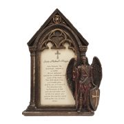 St. Michael photo frame, lightly Painted, bronze, 5.5x7.5 Stands/hangs