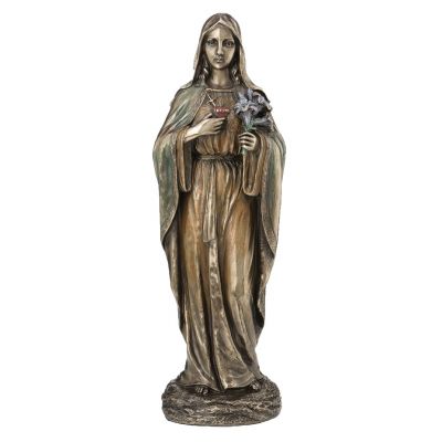 Immaculate Heart of Mary, Lightly Hand-Painted, Cold Cast Bronze, 10" -  - SR-77486
