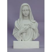 Immaculate Heart of Mary bust, white alabaster/resin, 5"