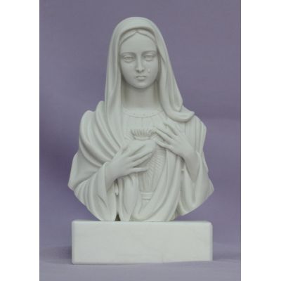 Immaculate Heart of Mary bust, white alabaster/resin, 5" -  - EG-1222