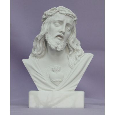 Sacred Heart of Jesus, white alabaster/resin, 5" -  - EG-1225