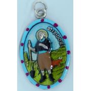 St. Isidore Hand-Painted Medal, 1"x.5"